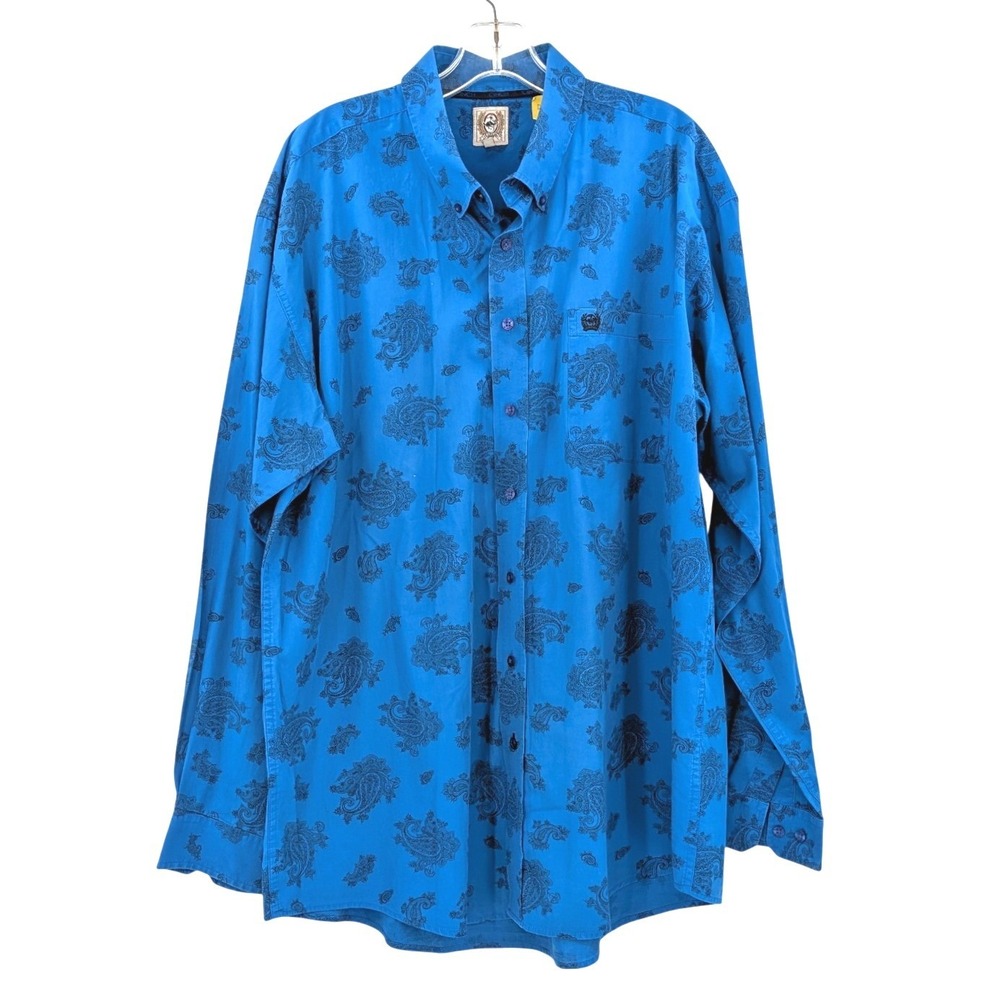 Cinch Western Shirt Paisley Blue Long Sleeve Cowboy Cotton XL‎